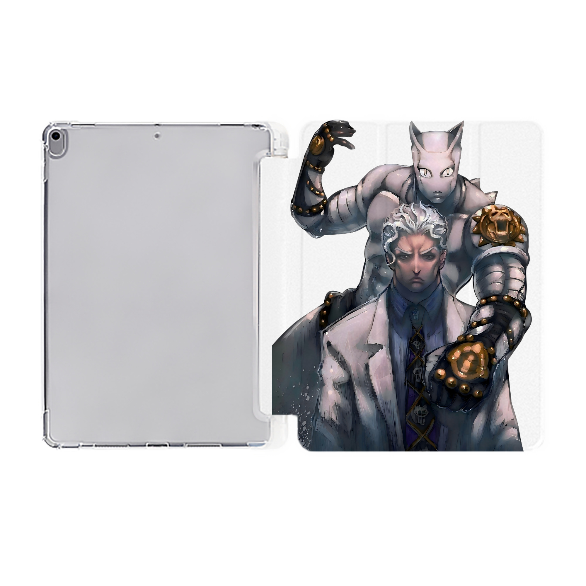 （画像用） ジョジョの奇妙な冒険 きら よしかげ JoJo's Bizarre Adventure Kira Yoshikage IPad ケース ペン収納付き 三つ折りスタンド PUレザー×シリコン 対応機種9.5/10.5/10.9インチ